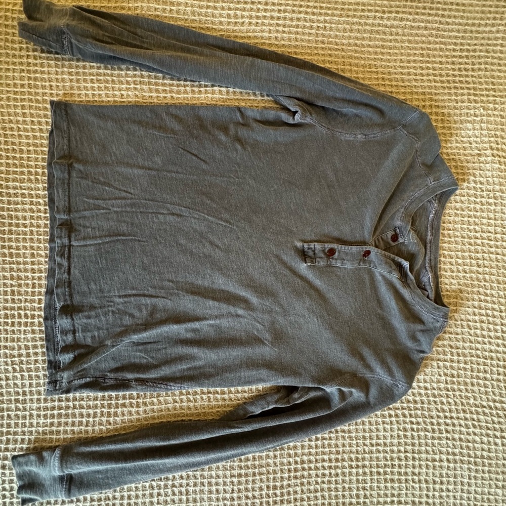 Gray Long Sleeve Henley Shirt